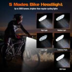 6 LED Bright Bike Lights with Adjustable Mount, 2000LM Bike Front Light, Rechargeable Bicycle Headlight, Ipx-6 Waterproof Bike Headlight, Mountain Road Bike Accessories Fit All Bikes - Image 2