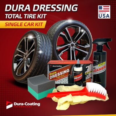 DURA-COATING TECHNOLOGY, Dressing Total Tire Kit, Single Car Kit - All Inclusive Tire Shine, and Cleaner Kit for a Lasting Shine and Brilliant Finish - 16 Ounce Tire Cleaning Spray - Made in The USA - Image 2
