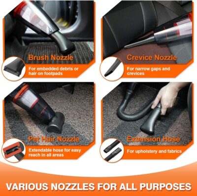 Car Cleaning Kit 19Pcs, Car Interior Detailing Kit with 12000PA High Power Handheld 12V Corded Vacuum, Detailing Brush Set, Cleaning Gel, Complete Car Vacuum Cleaner with Storage Bag for Men & Women - Image 4