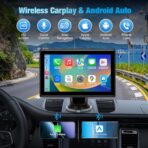 7" Portable Wireless CarPlay Screen for Car – Apple CarPlay & Android Auto, HD Touch Screen Car Stereo, Bluetooth, GPS Navigation, Voice Control, Plug-and-Play with FM/AUX/Mirror Link (Black) - Image 2