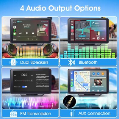 Carplay Screen for Car, 7'' Wireless CarPlay & Android Auto- Upgrade Portable Touchscreen with Bluetooth, Mirror Link, Voice Control, Hands-Free Calling Car Play Screen Stereo for All Vehicles - Image 6