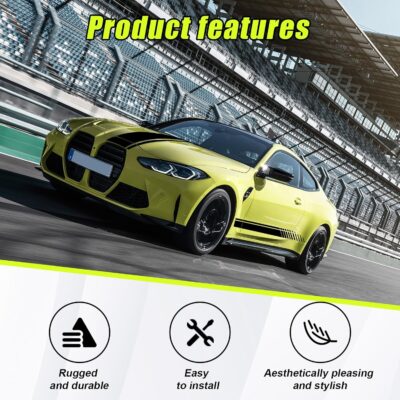 5 PCS Car Hood Stripe Sticker, Vinyl Modified Rearview Mirror Decals, Racing Sports Auto Body Side Sticker Decoration, Universal Exterior Stickers for Skirt Roof Bumper (Small, Black) - Image 3