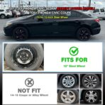 15 inch Replacement Hubcaps Fit for 2006-2011 Honda Civic, Wheel Rim Cover Compatible with 2013-2015 Honda Civic 15'' Steel Wheel; 4 Pcs (Glossy Black) - Image 6