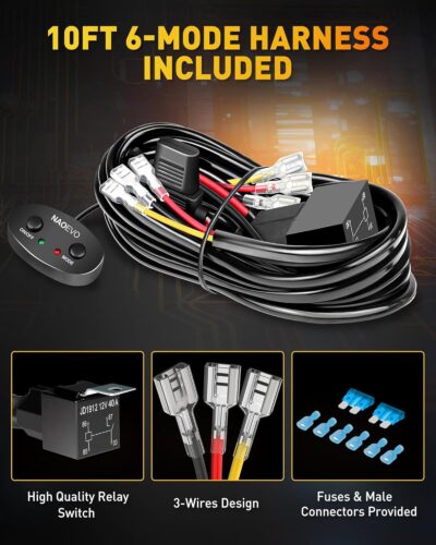 NAOEVO 4 Inch LED Pod Lights, White Amber LED Fog/Driving/Offroad Lights Strobe/Memory Mode and 2 Leads Wiring Harness, Cube Pods for Truck Boat ATV UTV, 2 Pcs (6 Modes) - Image 6