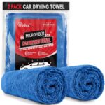 AIDEA Microfiber Towels for Cars-2PK, Large Professional Car Drying Towel, Scratch-Free & Absorbent Drying Towel for Cars, SUVs, RVs, Trucks, and Boats, 24inx 31in, Blue