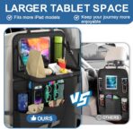 Car Backseat Organizer with Detachable Steering Wheel Tray, 11-Pockets Storage & Tablet Holder, Kids Kick Mats Protector - Travel Accessories (1-Pack) - Image 5
