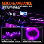 Interior Car LED Strip Lights, RGB 10-in-1 16 Million Colors Ambient Lighting Kit with 470 inches Fiber Optic Wireless APP & Remote Control Music Sync - Image 2