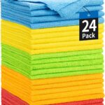 HOMERHYME Microfiber Towels for Cars, 24 Pack Microfiber Cleaning Cloths, 11.5"*11.5" Cleaning Rags Towels Bulk Absorbent Lint-Free, All-Purpose for Detailing, Office, Household Cleaning