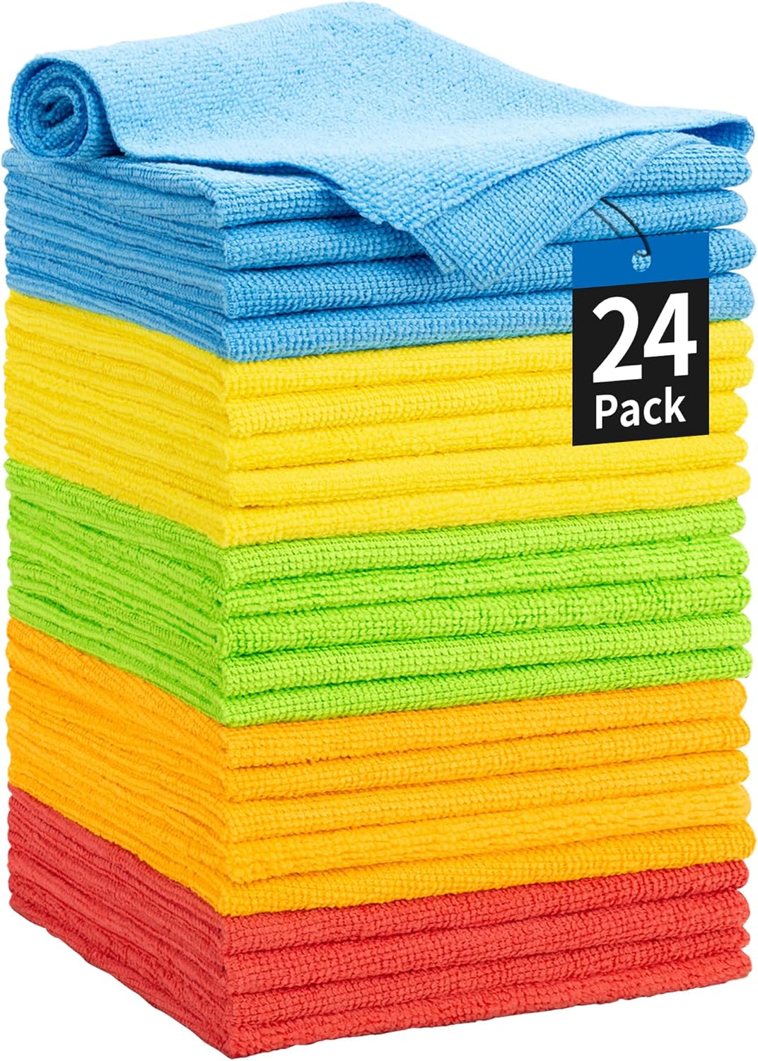 81gankz8klL._AC_SL1500_.jpg HOMERHYME Microfiber Towels for Cars, 24 Pack Microfiber Cleaning Cloths, 11.5"*11.5" Cleaning Rags Towels Bulk Absorbent Lint-Free, All-Purpose for Detailing, Office, Household Cleaning - Image 1