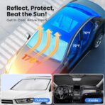 Magnelex Car Windshield Sunshade - Advanced Light-Blocking Protection, Foldable Sun Shade with Mirror Cut-Out Keeps Your Vehicle Cool, Fit for Cars, Trucks, and SUVs - Medium (62 x 32 in) - Image 2