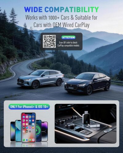 SPIRITIME Wireless CarPlay Adapter for iPhone – 5-Second Auto Connect | 1-Click Phone Swap for Families | Convert Wired to Wireless | Stable & Fast, Plug & Play | Supports Factory CarPlay Cars 2016+ - Image 5