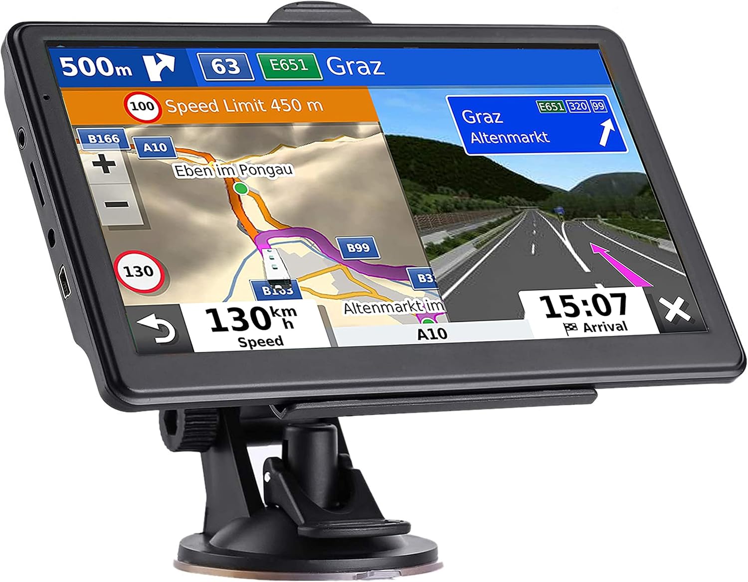 81gmzdnvLdL._AC_SL1500_.jpg GPS Navigator for Car, Latest 2026 Map 7 inch Touch Screen Car GPS 256-16GB, Voice Turn Direction Guidance, Support Speed and Red Light Warning, North America Lifetime map Free Update(Black) - Image 1