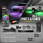 OPT7 Aura Pro Underglow LED Lights with APP & Remote Control, RGB Multicolor Mode, Music Sync, 4 PCS Waterproof Rigid Aluminum Light Bar, Exterior Underbody Lighting Kit Universal Fit for Car Truck RV - Image 2