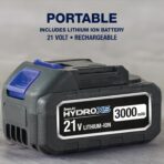 Ontel Turbo Jet HydroX5 Pro Portable Cordless Pressure Washer (21V 3000mAh Battery), 6-in-1 Nozzle, Dual Water Source, 16ft Detachable Hose - Image 8