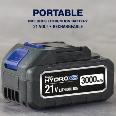 Ontel Turbo Jet HydroX5 Pro Portable Cordless Pressure Washer (21V 3000mAh Battery), 6-in-1 Nozzle, Dual Water Source, 16ft Detachable Hose - Image 8