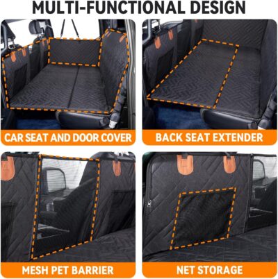 YJGF Dog Back Seat Extender for Truck,Truck Seat Cover Back Seat,Dog Hammock for Truck,Pet Seat Covers for Dogs,Hard Bottom Seat Extender for Dogs(Black,for Full Size Truck) - Image 4