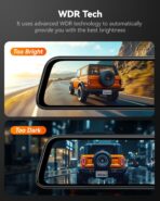 WOLFBOX G840S 12" 4K Mirror Dash Cam Backup Camera, 5.8GHz WiFi Smart Rearview Mirror for Cars & Trucks, Front and Rear View Dual Cameras, Night Vision, Parking Assistance, Included 32GB Card & GPS - Image 9