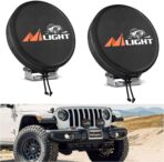 Nilight 5.75 Inch Round Offroad Driving Pod Light Cover, 6 In Diameter Black Leather Protective Cover for Auxiliary Ditch Fog Bumper Headlight on Jeep Truck SUV ATV UTV Tractor