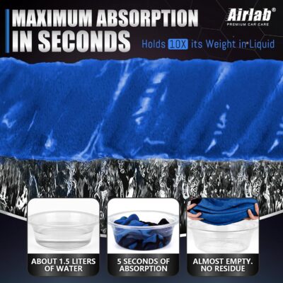 Airlab Microfiber Towels for Cars Wash Drying Thick Plush Cleaning Cloth Auto Detailing Super Absorbent for Interior & Exterior Lint Free, Streak Free, 16" X 16", 800 GSM, Pack of 4 - Image 3