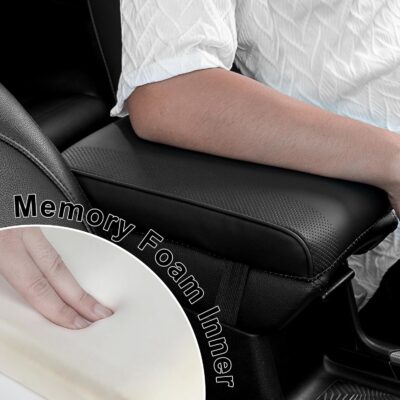 SEG Direct Car Center Console Cover, Breathable Leather Auto Armrest Cover, Memory Foam Arm Rest Cushion, Universal Car Seat Box Cover Car Interior Accessories, Black - Image 3