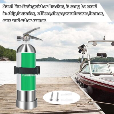 Boat Steel Fire Extinguisher Bracket,304 Stainless Steel Mounting Bracket with Adjustable Straps, Heavy Duty Fire Extinguisher Metal Bracket (Excluding fire extinguishers) (Silver) - Image 4