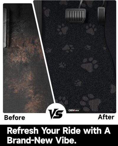 Cute Embroidered Dog Paw Car Floor Mats for Pet Lovers, Universal Fit All Weather Car Mats with Anti-Slip Nibbs Backing, Carpet Floor Mats for Cars, Trucks & Sedans, Full Set of 4 (Gray Paw) - Image 5