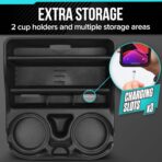 Small Center Console for Cars, Trucks, Minivans, SUVs, Vehicle Organizer, Cup Holders, Recycled Plastic, Made in USA (Black) - Image 5
