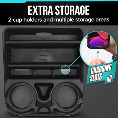 Small Center Console for Cars, Trucks, Minivans, SUVs, Vehicle Organizer, Cup Holders, Recycled Plastic, Made in USA (Black) - Image 5