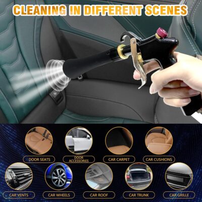 Air Blow Gun Car Interior Cleaning Gun High Pressure Car Detailing Cleaning Tool with Nozzle and Auto Detailing Dusting Brush for Quickly Blasts Dirt and Dust from Surface - Image 4