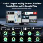 LAMTTO 11'' AI CarPlay Screen with Google-Play Download APPs & Gemini, Smooth 8-Core, Wireless Car Play Android Auto, Vivid 60FPS 1920x720 Display, 1080P Backup Camera/DVR for Road Trip Entertainment - Image 2