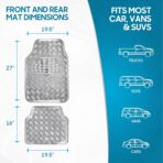 BDK Metallic Chrome Car Floor Mats All-Weather Universal Fit Automotive Floor Mats for Cars SUVs, Floor Mats for Trucks, Car Mats Full Set Front & Rear, Non-Slip Backing - Silver - Image 6