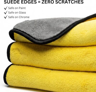 The Pro Stuff® Car Detailing Microfiber Towels - 600 GSM Thick Plush Auto Towels | Super Soft Dual-Sided for Cleaning, Washing, Buffing | Tagless, Scratch-Free, Lint Free Cloth (16"x16") (3) - Image 7