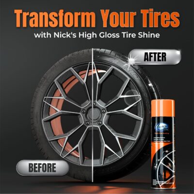 Nick's Professional Supplies High Gloss Tire Shine (1 Pack) - Long Lasting Tire Care - Your Ultimate Wet Tire Shine Spray for a Black Finish Shine on Ceramic Coating for Cars, Trucks, Motorcycles. - Image 3
