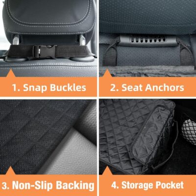 PETICON Waterproof Front Seat Car Cover 2 Pack, Full Protection Dog Car Seat Cover with Side Flaps, Nonslip Scratchproof Captain Chair Seat Cover Fits for Cars, Trucks, SUVs, Jeep, Black - Image 7