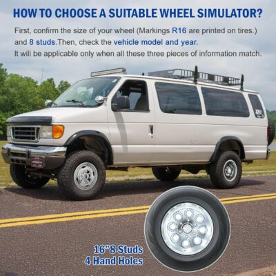 16"Wheel Simulators,16"8 Lug Stainless Steel Hubcaps with Wheel Lug Bolts Kit,Polished Finish,2Front Wheels/2Rear Wheels,Wheel Simulators Suitable for Ford E350/E450 (1992-2016,2018-2021;2017Not Fit) - Image 3