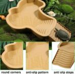 Reptile Swimming Pool 2-in-1 Turtle Bathtub Balcony Climbing Pet Water Basin with External Ramp and Ladder, Suitable for Geckos Snakes Turtles Chameleons Lizards Climbing and Shower (Brown Yellow) - Image 4
