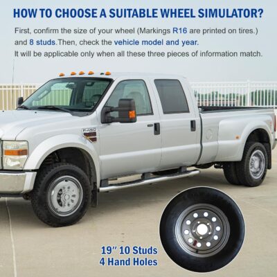 19.5" Wheel Simulators,19.5" 10 Lug Stainless Steel Hubcaps with Wheel Lug Bolts Kit,Polished Finish,2 Front Wheels/2 Rear Wheels,Wheel Simulators Suitable for 2005-2021 Ford F450/F550,Ford Raptor 2WD - Image 3
