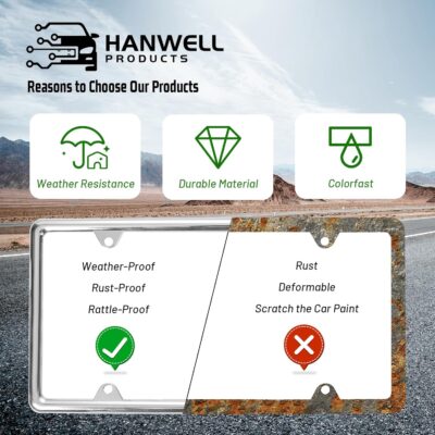 Chrome License Plate Frame Made of Zinc Alloy Metal, Universal Car Accessories,1 Pack License Plate Holder Never Rust and Unbreakable with Metal Screws, Chrome Caps and Screwdriver - Image 5