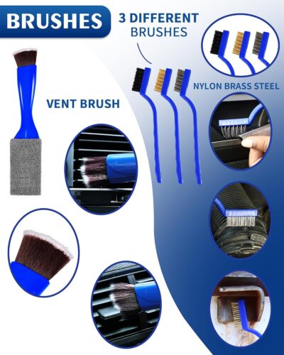 Car Cleaning Kit：40 Pcs Interior Windshield and Window Cleaner Detailing Set；Wheel & Tire Brush；Car Wash Mitt；Cleaning Bucket；Total Care Supplies；Towels；Automotive Tools - Image 6