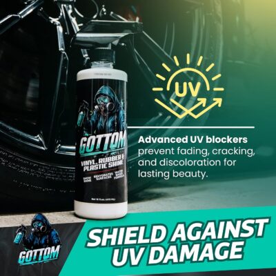 Gottom Vinyl, Rubber & Plastic Shine - 128oz, Cherry Vanilla Scent - VRP Gloss Dressing for Plastic, Car Interior & Tire Dressing, UV Protection, Plastic Restorer, Long-Lasting Gloss Finish - Image 5