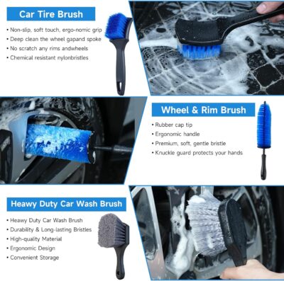 36Pcs Car Detailing Kit, Car Detailing Brush Set, Car Cleaning Kit, Auto Detailing Tools for Interior Exterior Wheels, Professional Car Wash Accessories with Windshield Cleaning Tool and Storage Box - Image 5
