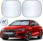 2 Piece Car Windshield Sun Shade Foldable | Durable Polyester Windshield Sunshade Blocks Sun, Heat, and UV Rays | Sunshade for Car Ensuring Interior Protection | Small (29"x23.5")