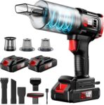 Car Vacuum Cordless, 35000PA Strong Suction Handheld Vacuum with 2 Detachable Batteries, 60Min Runtime Portable Vacuum Cleaner for Car Detailing, Pet Hair, Home Couch & Office, 350ML XL Dust Cup
