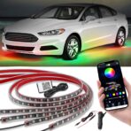 Kairiyard 4Pcs Underglow LED Lights for Cars with App Control, RGB Dream Colors Chasing Music Mode Waterproof Underglow kit for Car Truck