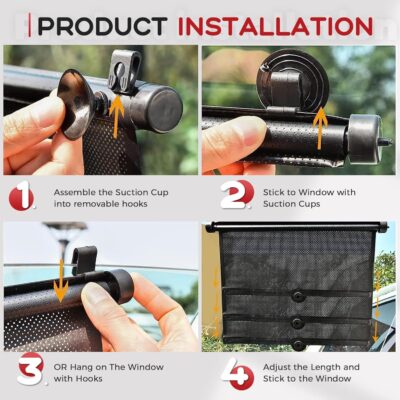 PLTCAT 2 Pack Car Sun Shade Side Window for Baby, Roller Vehicle Shades Sun Protection Shade for Car Side Window (Standard-16''x18'') - Image 4