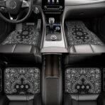 4PCS Paisley Car Floor Mats Anti-Slip Front and Rear Automotive Mats Car Accessories Universal Fit Sedan SUV Van Truck,Black with White - Image 2