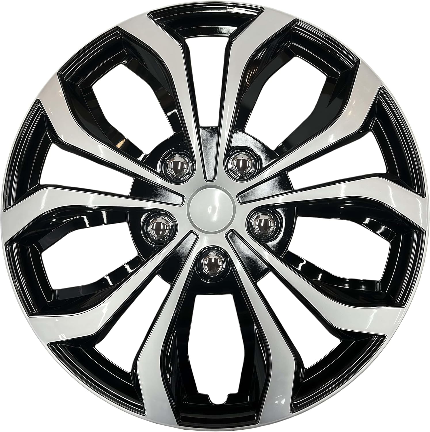 81iMOeP6cL._AC_SL1500_.jpg 14-inch Premium Universal Hubcaps (Black Silver) - Image 1