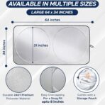 EcoNour Car Front Windshield Sun Shade for Car | SUV Accessories for Maximum Sun and Heat Protection | UV-Blocking Windshield Dash Cover & Sun Visor for Cooler Interior | Large (64 x 34 Inches) - Image 5