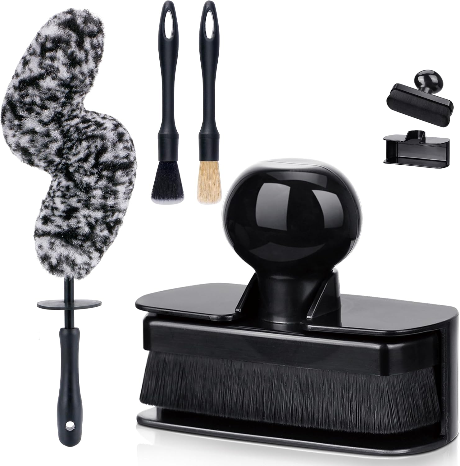 81iOS5OyHPL._AC_SL1500_.jpg Large Tire Shine Applicator & Bendable Wheel Brush Set for Detailing Cleaning and Tire Shine,Automotive Tire Dressing Applicator Brush with Storage Stand for Tire Detailing & Car Wash Kit,Black-4pcs - Image 1