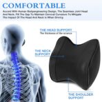 2 Pack Car Neck Pillow, Softness Leather Car Headrest Pillow, 100% Memory Foam and Breathable Removable Cover, Neck Support Head Pillow for Ergonomic Design (Black) - Image 4